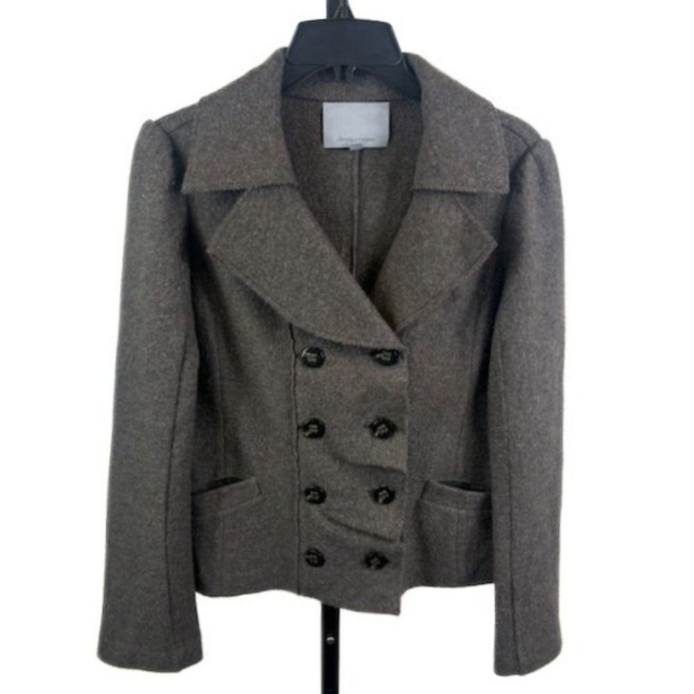 Classiques Entier Womens 100% Wool Brown Short Peacoat Jacket Blazer Size Small